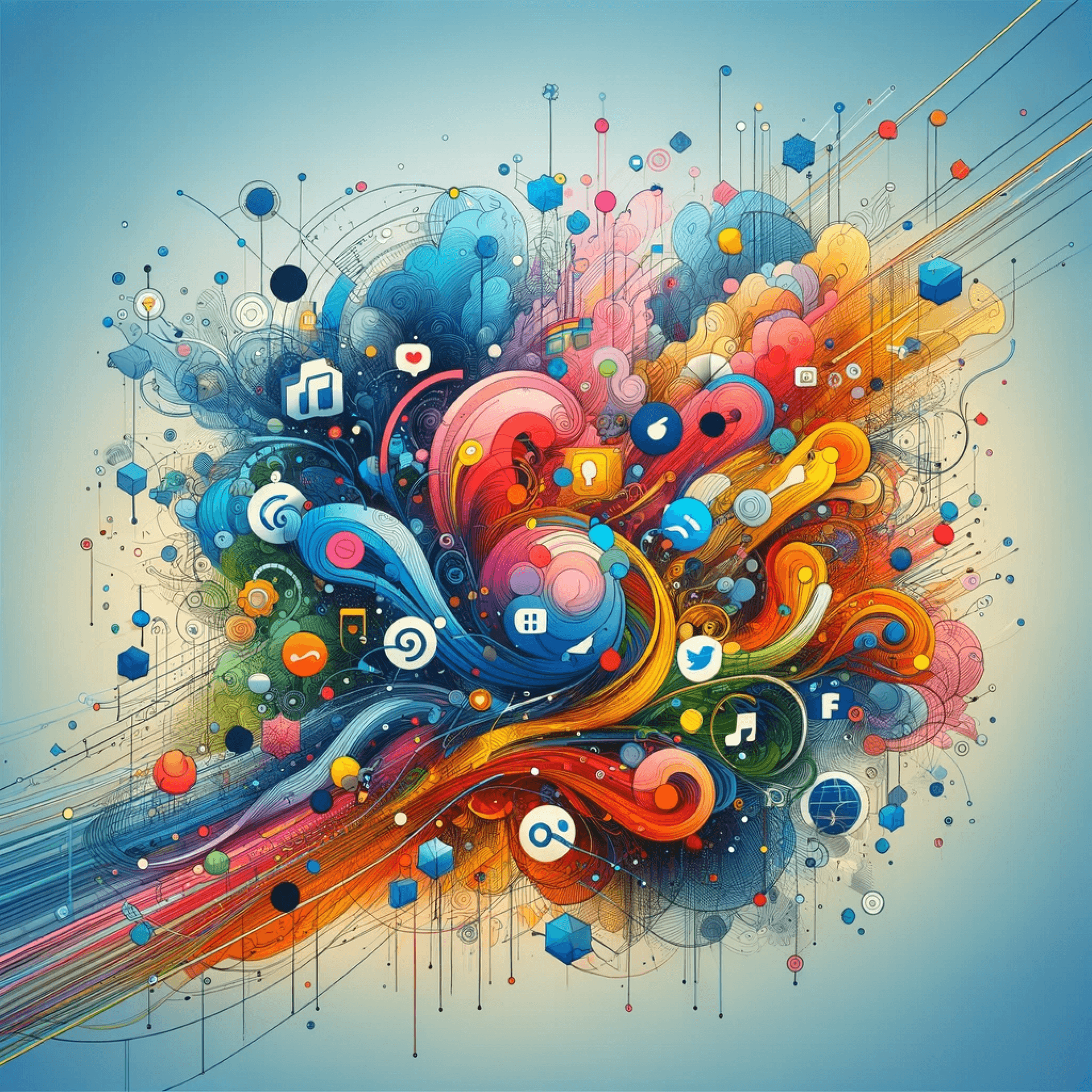 Abstract, dynamic image representing the concept of Social Media Management.